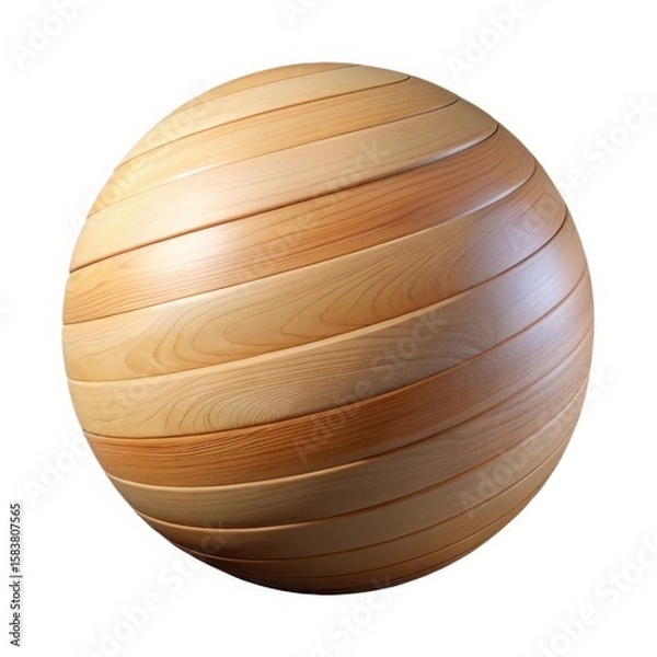 Obraz Wooden sphere composed of slats isolated on white background