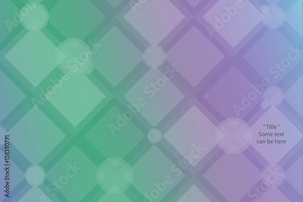 Fototapeta Cold Tone abstraction background with text. composed of cold tone bricks. different shades.  opacity,blue,green,purple,dark blue shades. rhombus square circle shapes. vector EPS10.