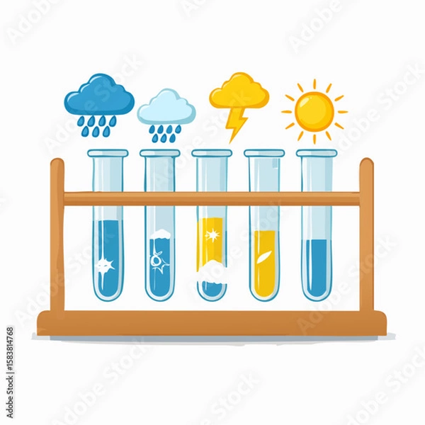 Obraz Weather forecasting laboratory test tubes in rack display future conditions