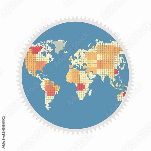 Obraz World geography made from stamps around the globe, geographical composition