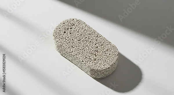 Fototapeta Pumice Stone: The close-up capture of a porous pumice stone, with detailed texture under soft light, it conveys a sense of natural beauty.