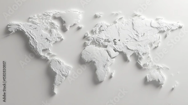 Fototapeta Textured Globe Map Rendering, Abstract Geographic Representation