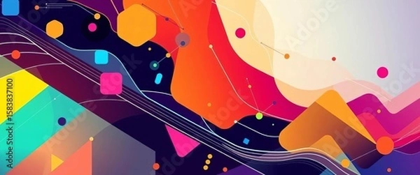 Fototapeta Abstract tech illustrations; clean lines, geometric shapes, vibrant colors,  software,  diagram