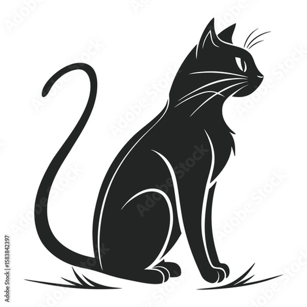 Obraz content minimalistic black cat icon simple clea