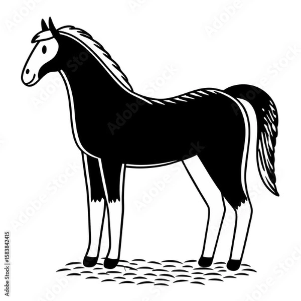 Obraz content horse black silhouette flat vector illus