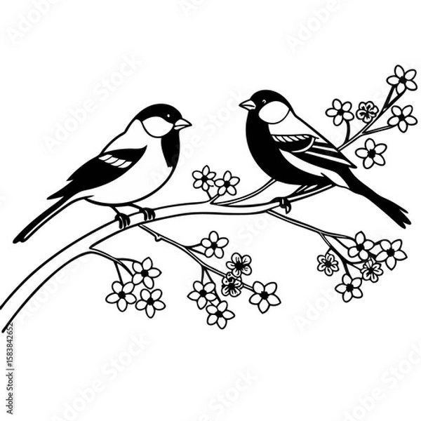 Obraz birds on a branch