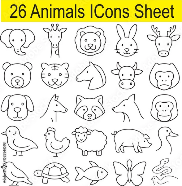 Fototapeta Animals Icons Sheet