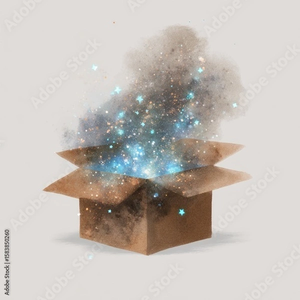Fototapeta Open box filled with magical light