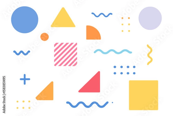 Fototapeta Vibrant colorful geometric shape background with abstract polygons and modern design elements, transparent PNG and vector illustration for creative projects and graphic design