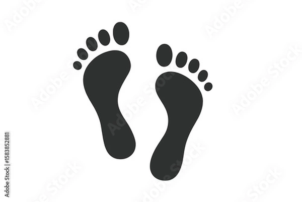 Fototapeta Human footprint symbol. Bare feet prints icon. Walk path silhouette. Vector illustration of a foot sole shape. Step, journey, trail concept. Barefoot track sign.