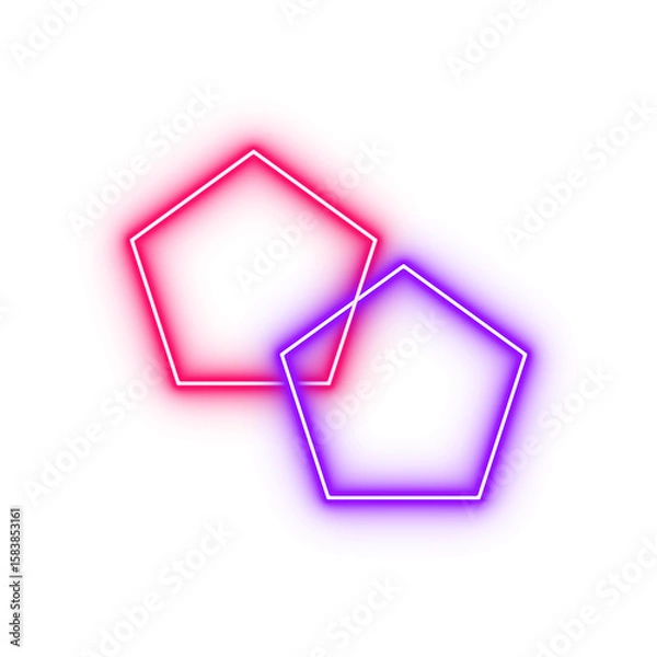 Fototapeta Modern Abstract Art with Intersecting Pink and Purple Gradient Pentagon Shapes Isolated PNG