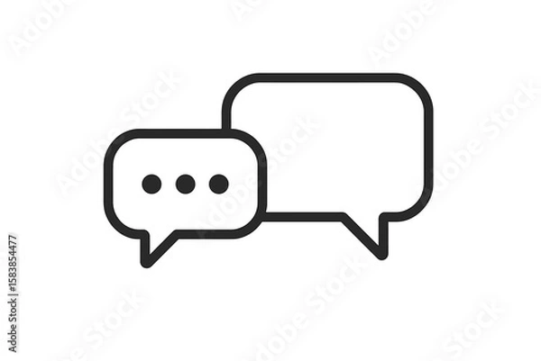 Obraz Chat bubble icon vector. Dialogue speech balloon sign. Communication symbol. Message talk silhouette. Social media comment. Forum conversation logo. Contact us button.