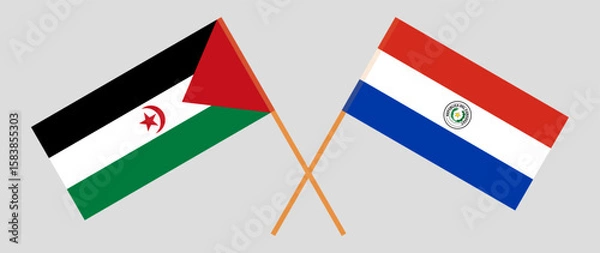 Obraz Crossed flags of Western Sahara and Republic of Paraguay. Official colors. Correct proportion. Vector illustration