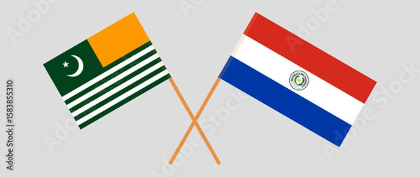 Obraz Crossed flags of Azad Jammu and Kashmir and Republic of Paraguay. Official colors. Correct proportion. Vector illustration