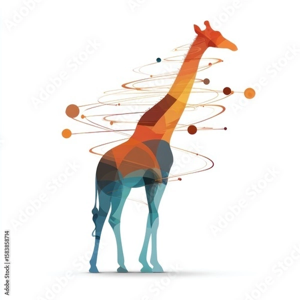 Fototapeta Abstract giraffe design, colorful geometric style