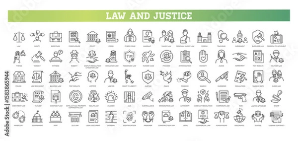 Obraz Law and Justice line icons