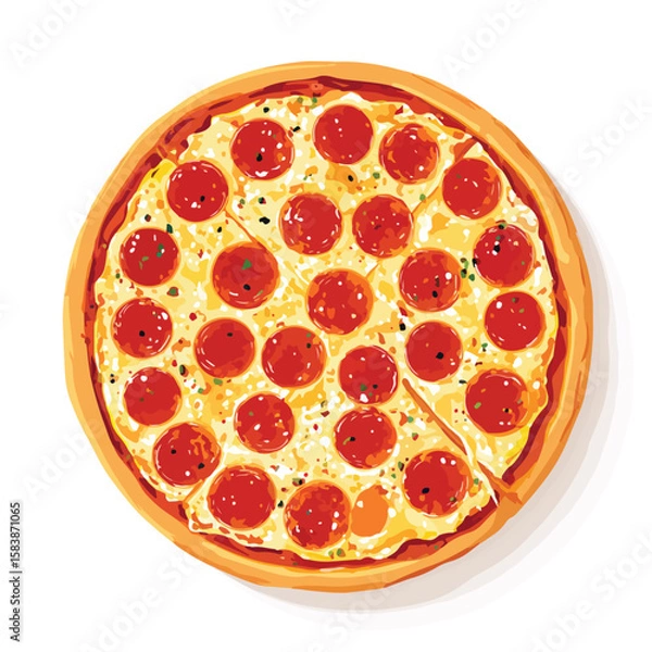 Obraz pizza isolated in White Background, pizza vector, Flat lay vector illustration