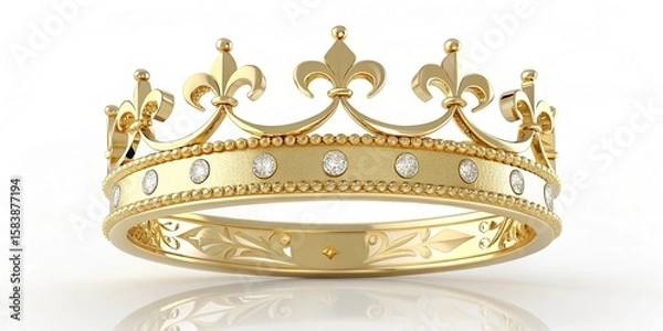 Obraz Elegant Golden Crown Adorned with Fleur de Lis and Sparkling Diamonds