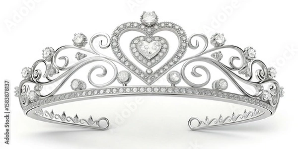 Obraz Close up of a beautiful silver tiara with many shiny diamonds