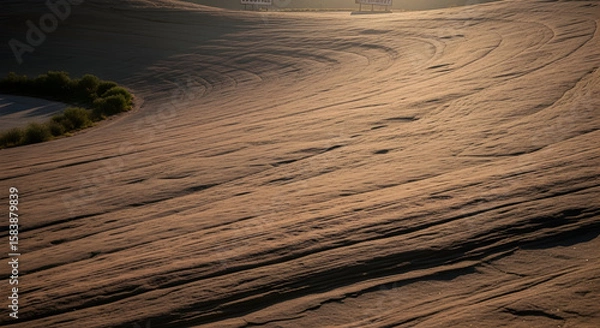 Fototapeta Textured sandstone formation under warm sunlight creates a captivating desert landscape