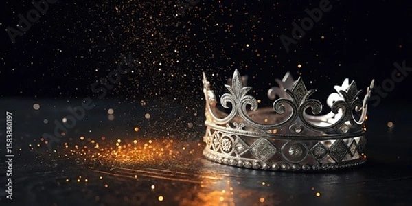 Obraz Regal Splendor A Silver Crown Shimmers Amidst a Shower of Golden Light