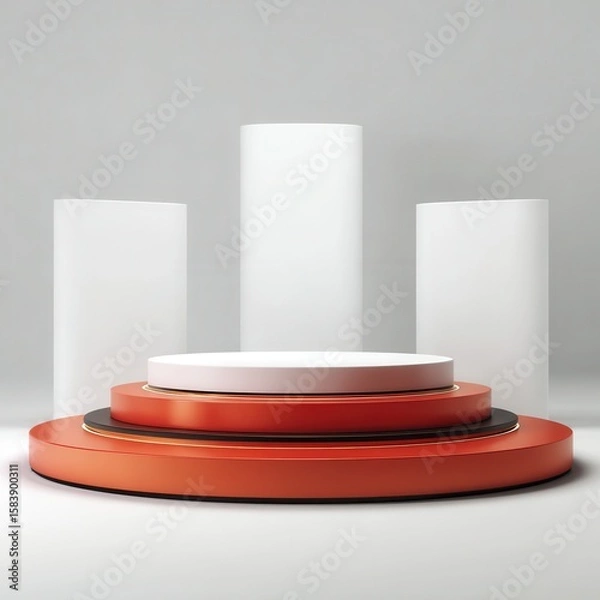 Fototapeta Ultra quality image of 3d podium white background for product branding presentation. 3d rendering illustration.