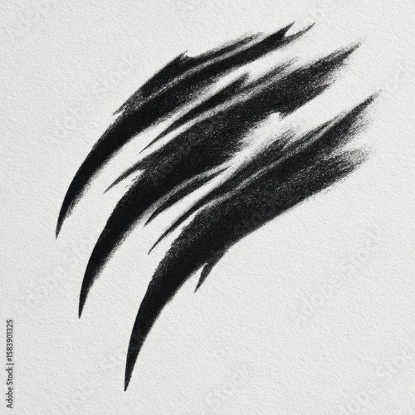 Fototapeta Ultra quality image of black claw scratch marks on white background graphic illustration design element art.