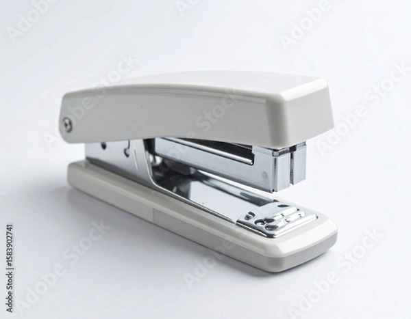 Fototapeta Simple White Office Stapler on a White Background