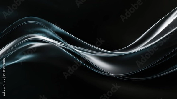 Obraz A 4K photo of abstract flowing energy wave, dark background, digital art, website banner.