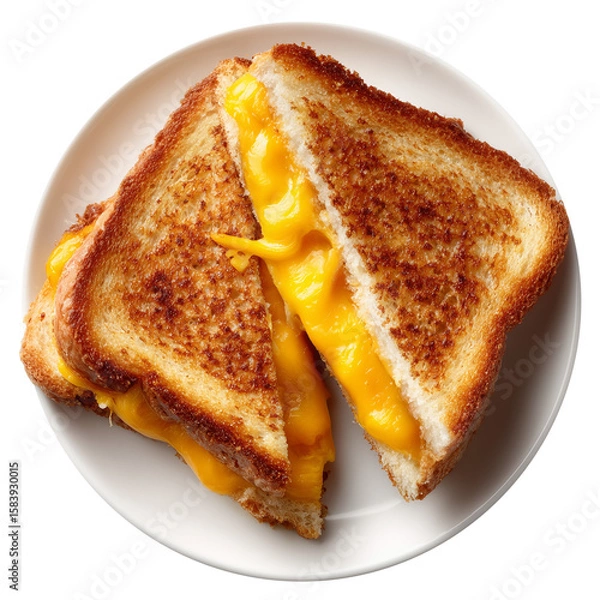 Fototapeta grilled cheese on plate isolated
