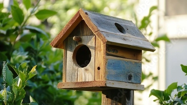 Fototapeta DIY wooden birdhouse project showcasing simple steps for creating a delightful garden habitat