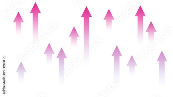 Fototapeta Gradient pink arrows pointing upward on transparent background
