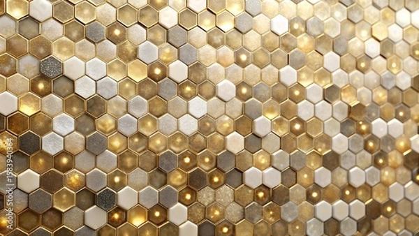 Fototapeta Luxurious Honeycomb Pattern with Golden Accents and Elegant Textures for Modern Design
