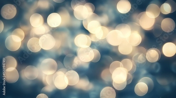 Obraz A bright and colorful background with many small circles and stars. The background is blue and the circles and stars are gold