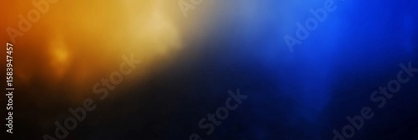 Obraz A colorful abstract painting with blue and yellow swirls. The painting has a dreamy, whimsical feel to it