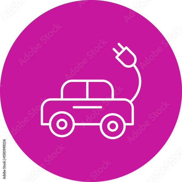 Obraz Electric Car  Vector Pink Circle Icon Design