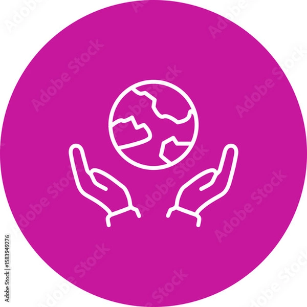 Obraz Earth with Hands Holding  Vector Pink Circle Icon Design