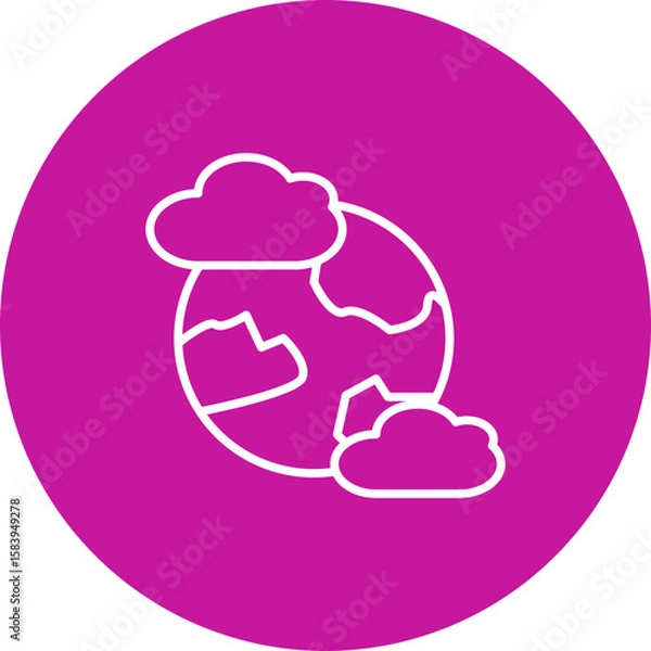 Obraz Earth with Cloud  Vector Pink Circle Icon Design