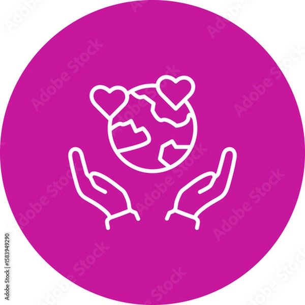 Obraz Earth Day Celebration  Vector Pink Circle Icon Design