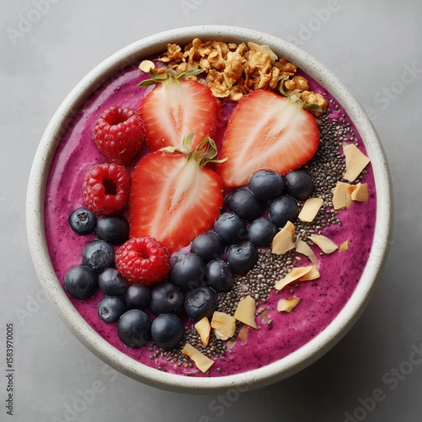 Fototapeta Mixed Berry and Nut Smoothie Bowl