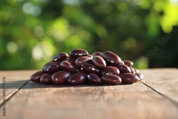 Fototapeta Realistic hand-roasted beans in a small pile on solid white