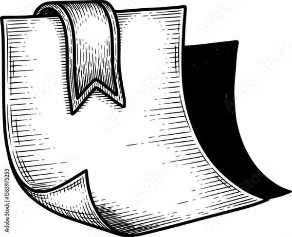 Obraz Folded corner paper with curl and shadow in hand-drawn style