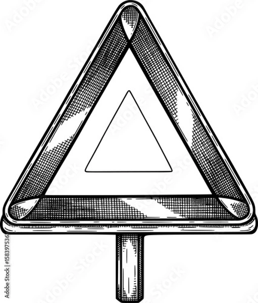 Obraz Warning triangle sign with reflective borders in hand-drawn style