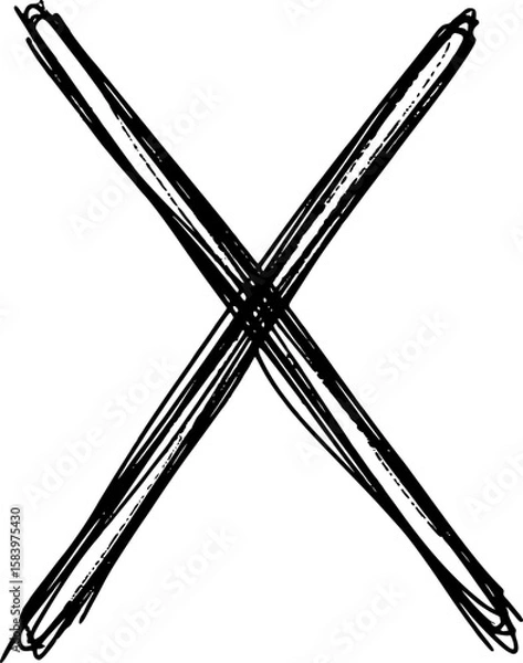 Obraz X symbol with imperfect lines in hand-drawn style