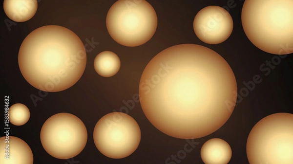 Obraz Golden Bokeh Light Orbs on Dark Background with Soft Glow Effect