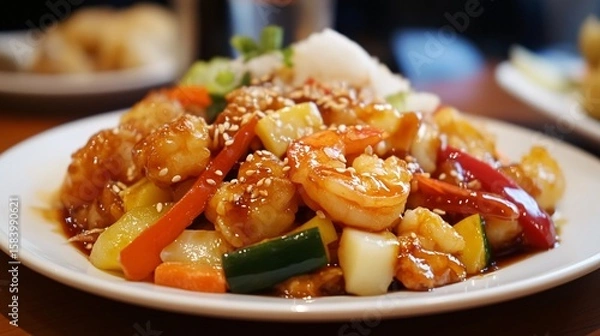 Obraz pasta with shrimps