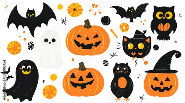 Fototapeta halloween pumpkins set