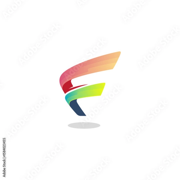 Fototapeta Letter F logo with colorful design vector, business logos
