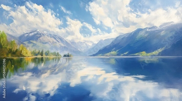 Obraz lake and mountains