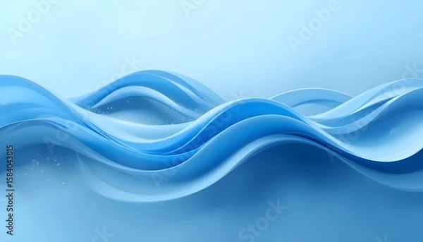 Obraz Abstract 3D rendering of flowing, wavy forms in shades of blue, resembling water or air